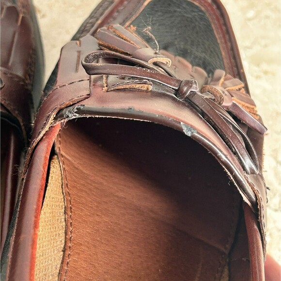 Johnston Murphy Mens Shoes 10 Black Brown Two Tone Leather Loafers Slip On Nice! - Picture 10 of 12